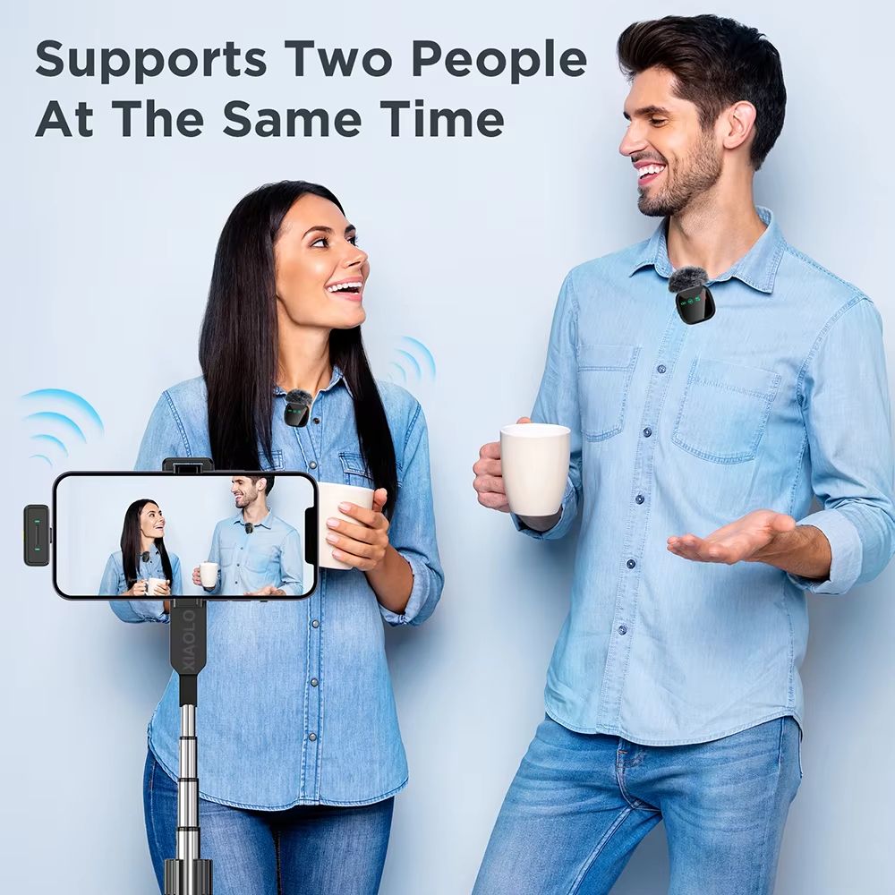 LED Display Wireless Lavalier Microphone for Smartphone Plug&Play Noise Reduction Mic for Interview Podcast Vlog Video Recording