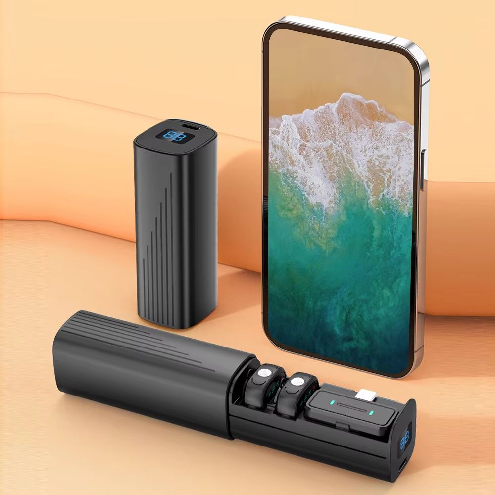 LED Display Wireless Lavalier Microphone for Smartphone Plug&Play Noise Reduction Mic for Interview Podcast Vlog Video Recording