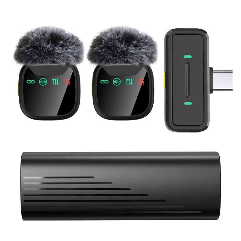 LED Display Wireless Lavalier Microphone for Smartphone Plug&Play Noise Reduction Mic for Interview Podcast Vlog Video Recording