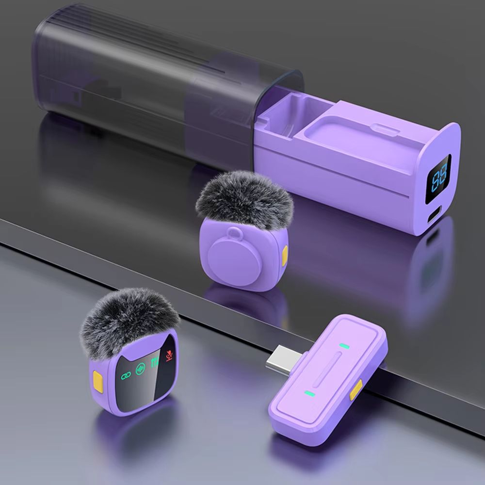 LED Display Wireless Lavalier Microphone for Smartphone Plug&Play Noise Reduction Mic for Interview Podcast Vlog Video Recording