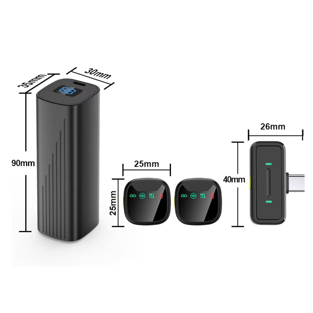 LED Display Wireless Lavalier Microphone for Smartphone Plug&Play Noise Reduction Mic for Interview Podcast Vlog Video Recording