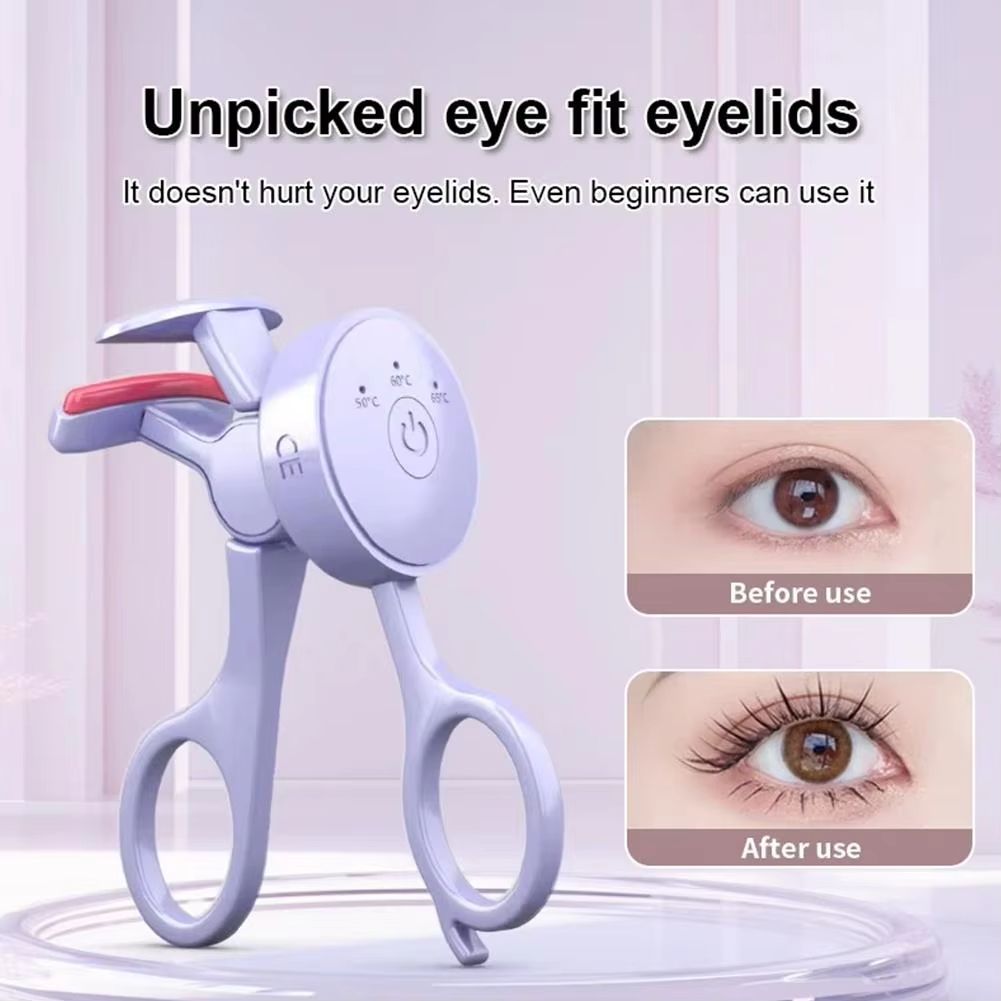 Electric Heated Eyelash Curler for Women,Portable USB Rechargeable Heated Lash Curler with Quick Heat-Up, Anti-Scald Makeup Tool