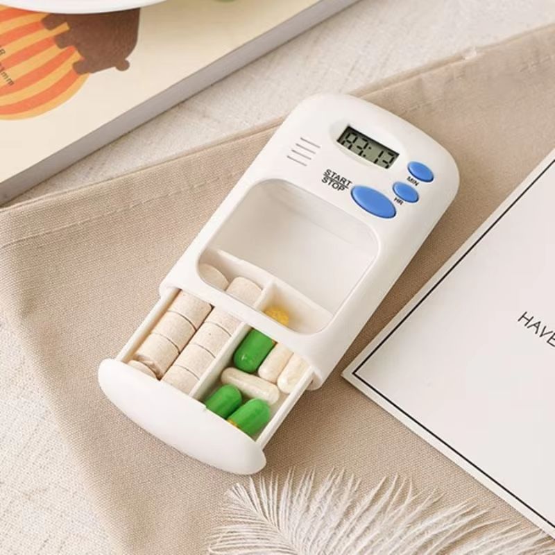 Mini Portable Pill Reminder Drug Alarm Timer Electronic Box Organizer LED Display Medicine Case Alarm Clock Reminder Pill Box