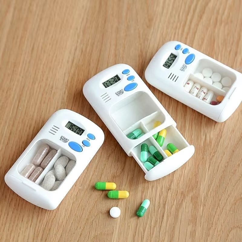 Mini Portable Pill Reminder Drug Alarm Timer Electronic Box Organizer LED Display Medicine Case Alarm Clock Reminder Pill Box