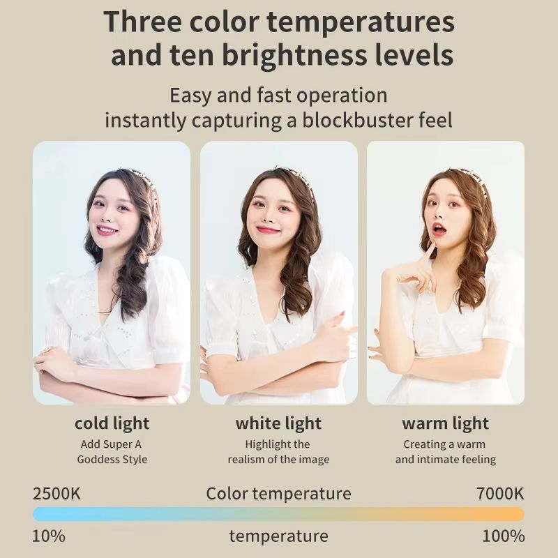 Phone Selfie Light 2700K-6500K Portbal Pocket Make UP Fill Light with Rechargable Battery Clip Rig Photo Lamp for Beauty Ring