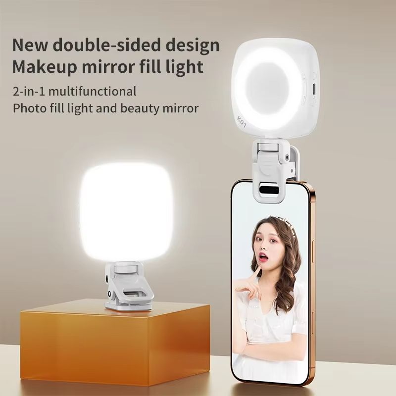 Phone Selfie Light 2700K-6500K Portbal Pocket Make UP Fill Light with Rechargable Battery Clip Rig Photo Lamp for Beauty Ring