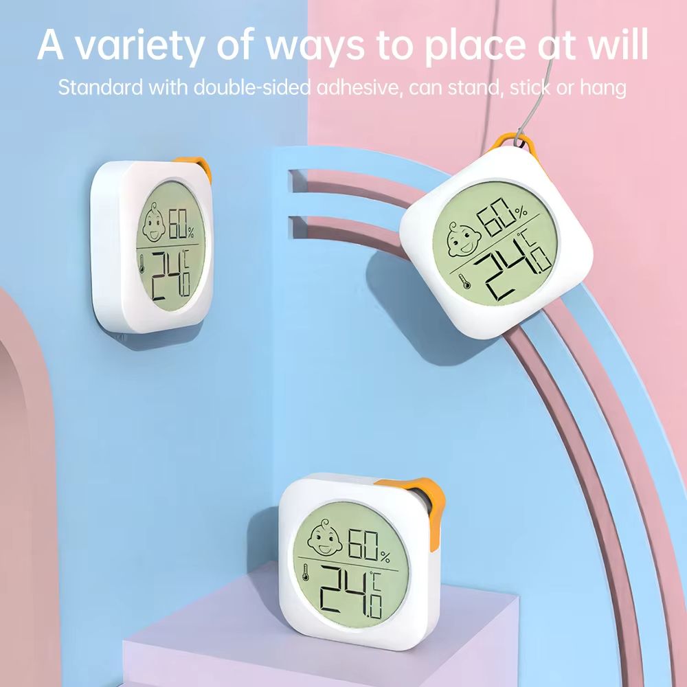 Portable Temperature Humidity Meter, -20~60℃ High-Precision with Comfort Icons, Wall/Desk/Stick Mount for Home/Office/Nursery