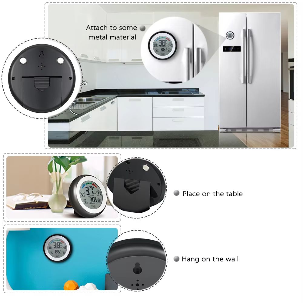 Digital thermometer, hygrometer, temperature and humidity meter, circular household digital display temperature and humidity meter, indoor humidity meter, mini temperature and humidity meter
