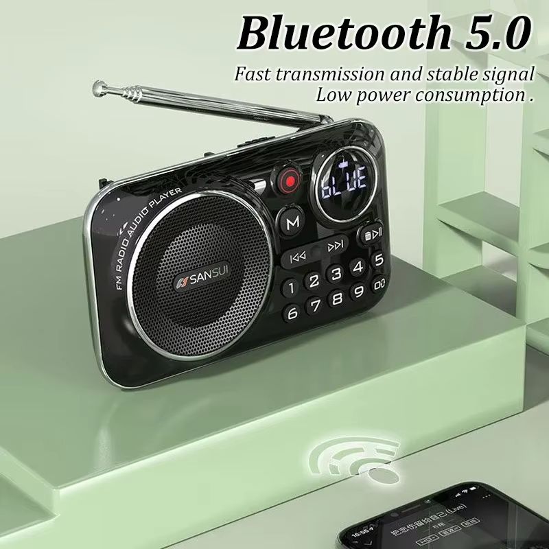 New Mini Radio Speaker Outdoor Portable Multi functional Wireless Bluetooth Speaker, Card insertion Radio Bluetooth Speaker Mini FM Portable Mini Mini Audio Walkman