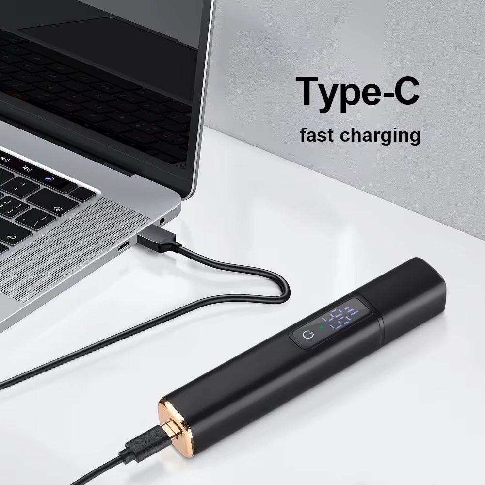 Portable Electric Nose Hair Trimmer LED Display Home Men Women Nose Hair Remover Safety Face Hair Cleaning Care Kit USB Charging