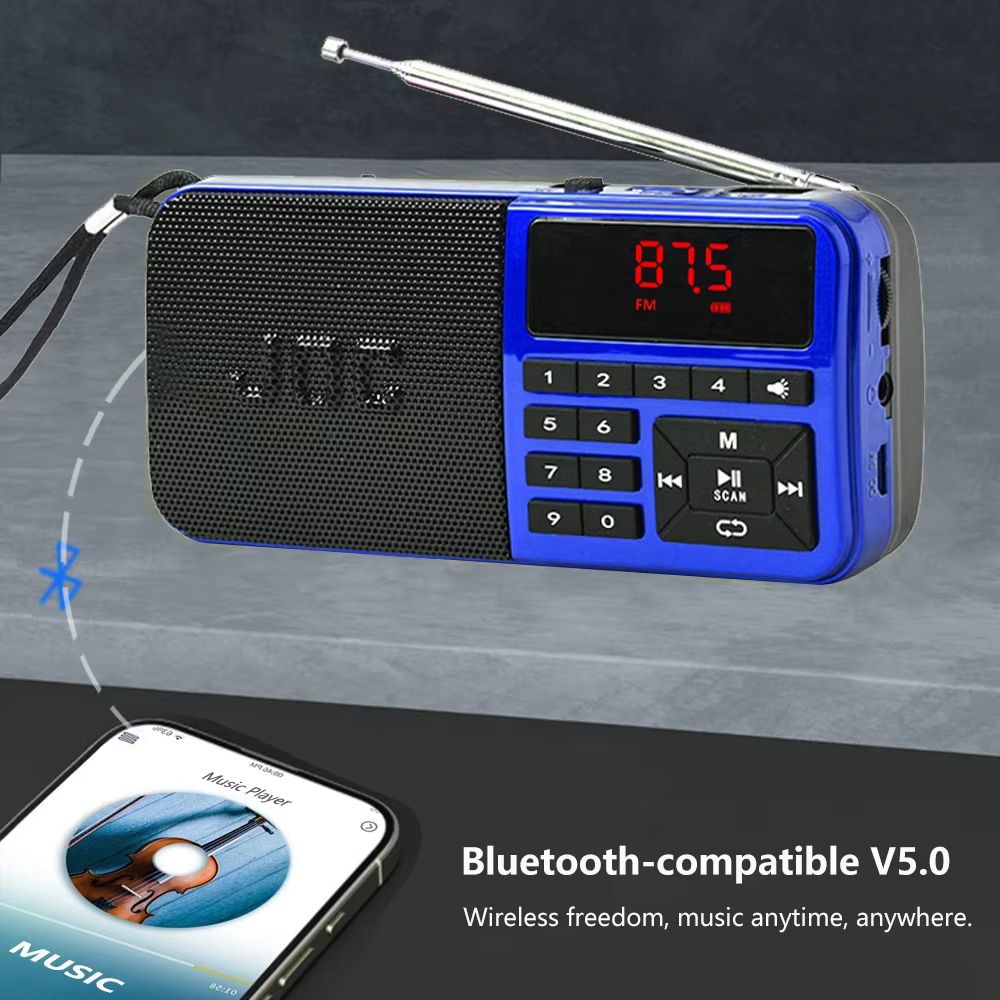 FM Radio Portable Pocket Radio Bluetooth Rechargeable Battery Support Earphone USB TF Card MP3 Player With Mini Radio Receiver