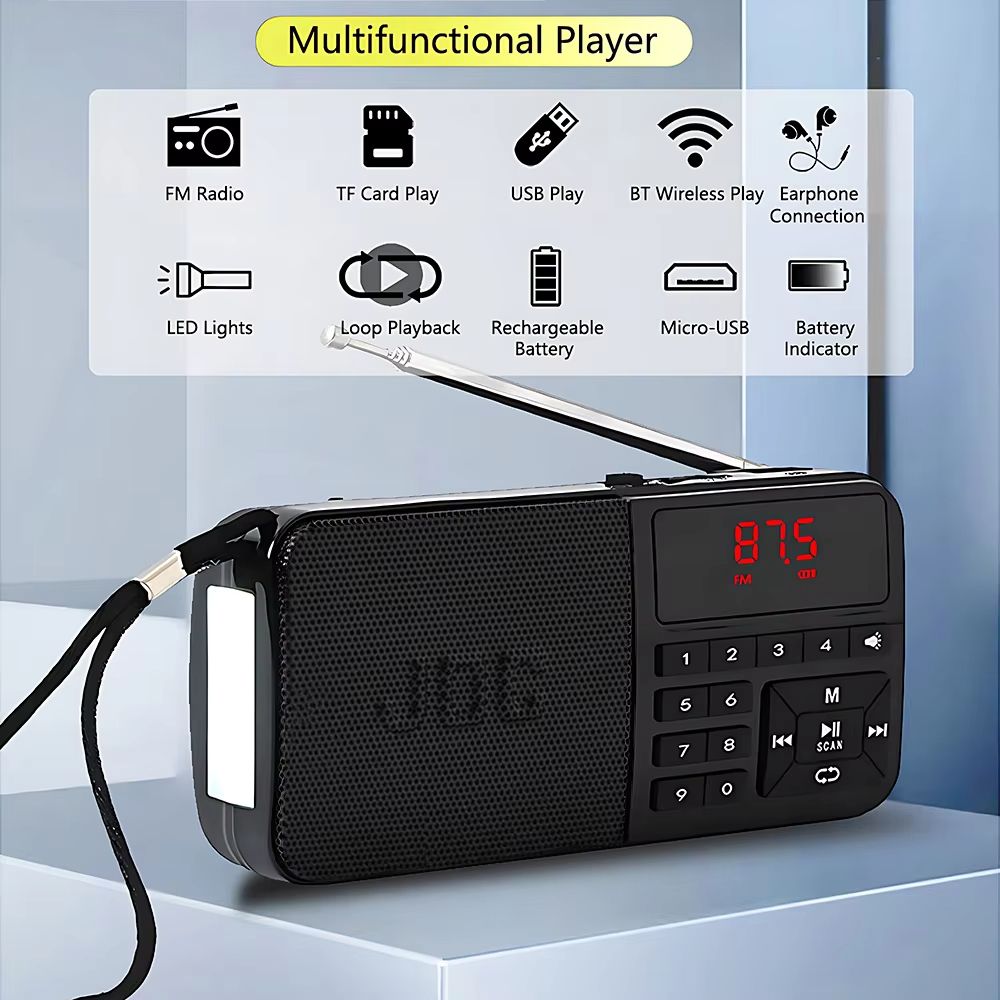 FM Radio Portable Pocket Radio Bluetooth Rechargeable Battery Support Earphone USB TF Card MP3 Player With Mini Radio Receiver