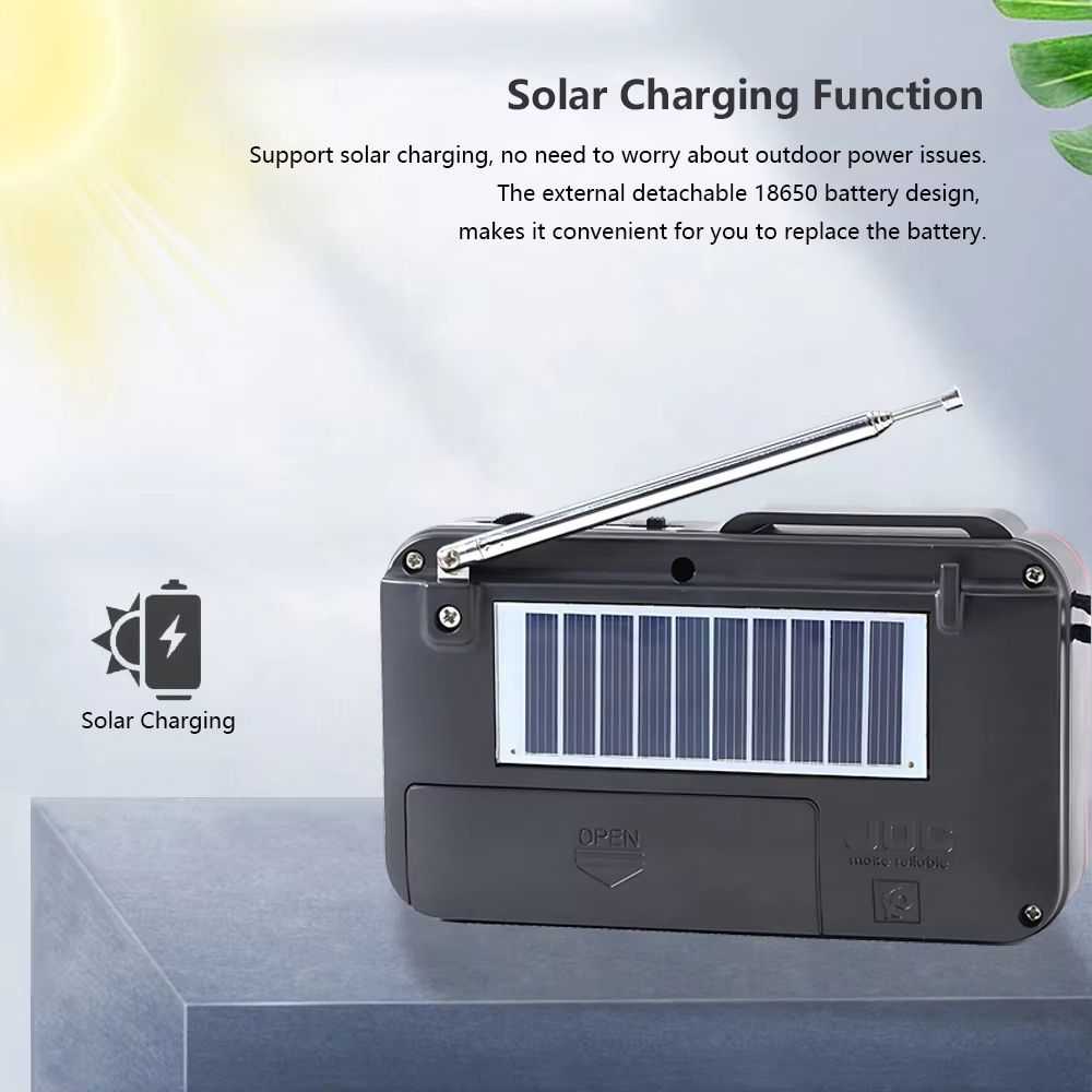 Rechargeable Portable FM Radio Mini Solar Bluetooth Wireless Speaker Support USB TF Card MP3 Music Player with FM Radio Receiver