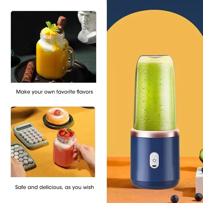 Portable juice mixer, personal electric mini bottle, household USB 6 blade kitchen juicer cup machine, portable charging small household juicer cup, fully automatic multifunctional juicer cup