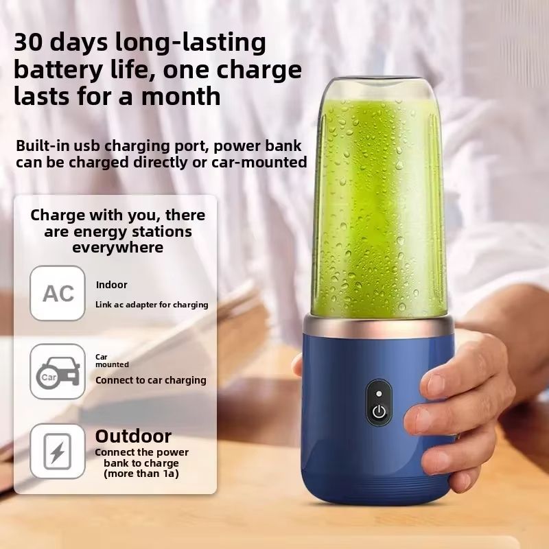 Portable juice mixer, personal electric mini bottle, household USB 6 blade kitchen juicer cup machine, portable charging small household juicer cup, fully automatic multifunctional juicer cup