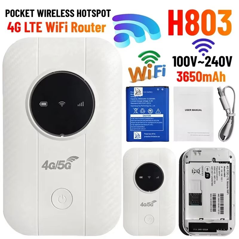 H803 4G LTE Mobile Wifi Router 3650Mah 150Mbps Wifi Modem Up To 10 Users With SIM Card Slot Wireless Router For Travel