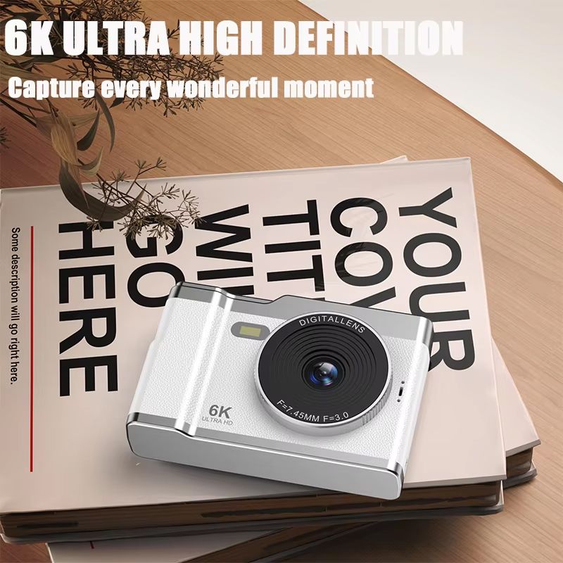 6K HD Digital Camera 2.4in IPS Display 8X Zoom 64MP Video Camera With Fill Light 4K Selfie Camera For Kids Students Teens