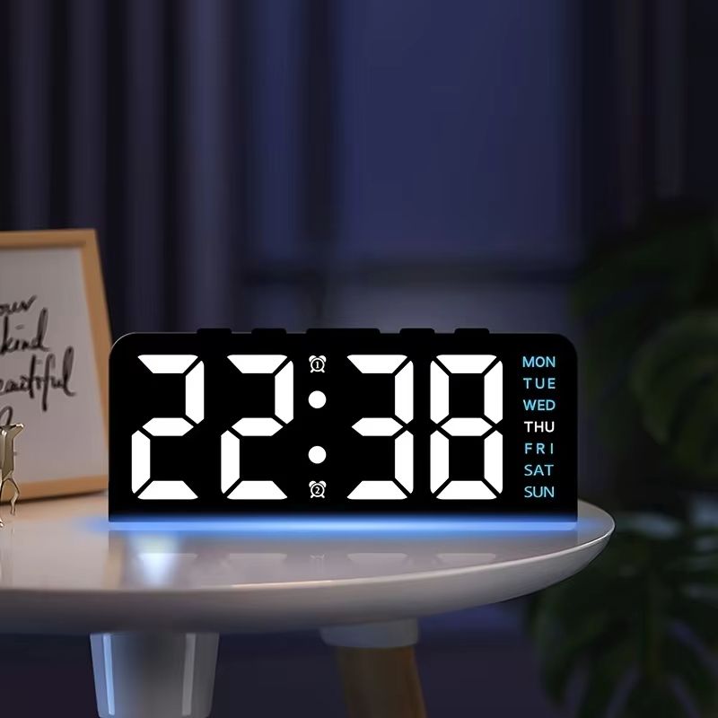 1 PCS Digital LED Alarm Clock With Date Display Dual Alarms Snooze Function Night Light 12H 24H Mode For Bedroom Desk Table