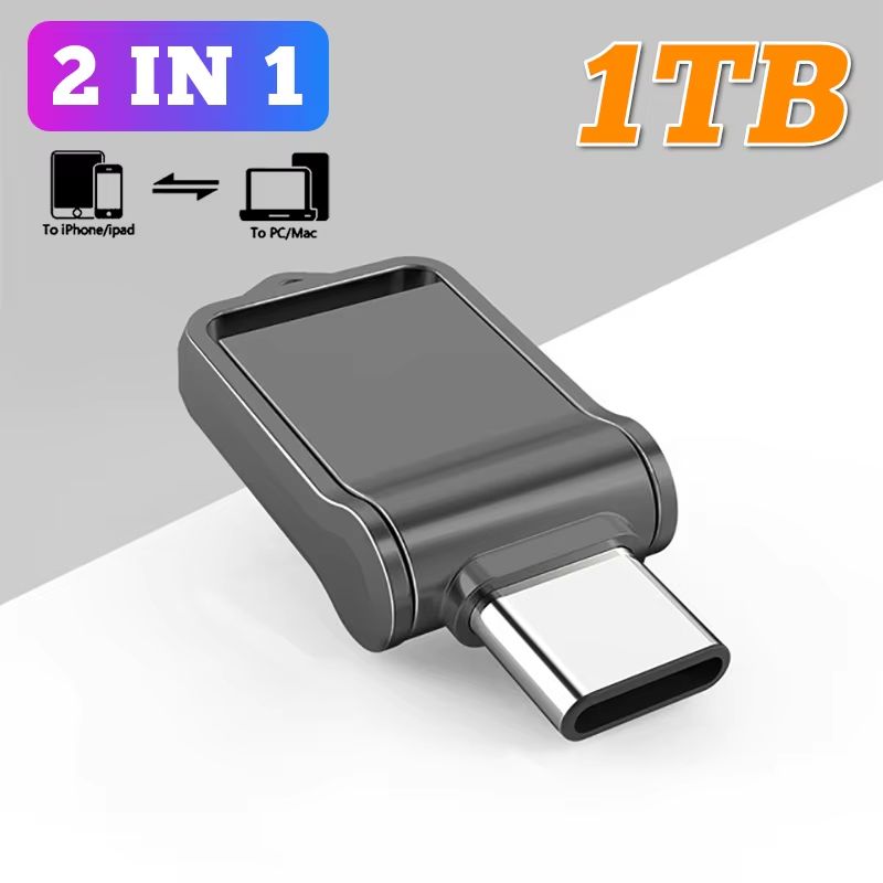 2 IN 1 Metal USB Flash Drive USB 3.0 High Speed Mobile Phone Computer Mutual Transmission U Disk 2TB Large Capacity Pendrive