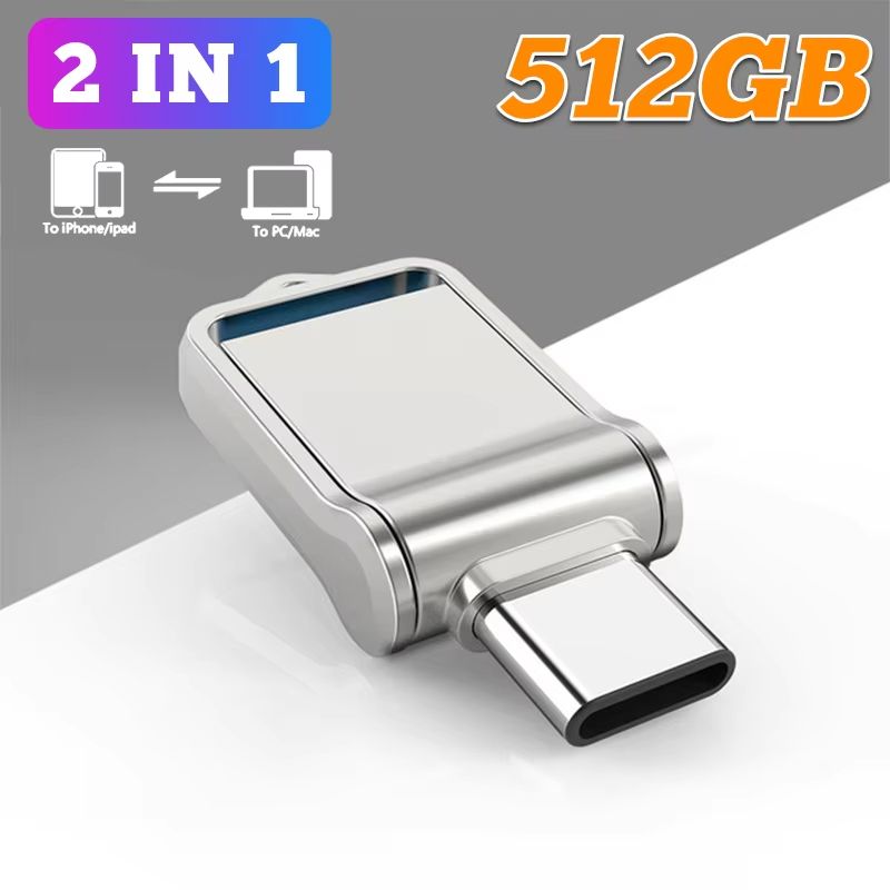 2 IN 1 Metal USB Flash Drive USB 3.0 High Speed Mobile Phone Computer Mutual Transmission U Disk 2TB Large Capacity Pendrive