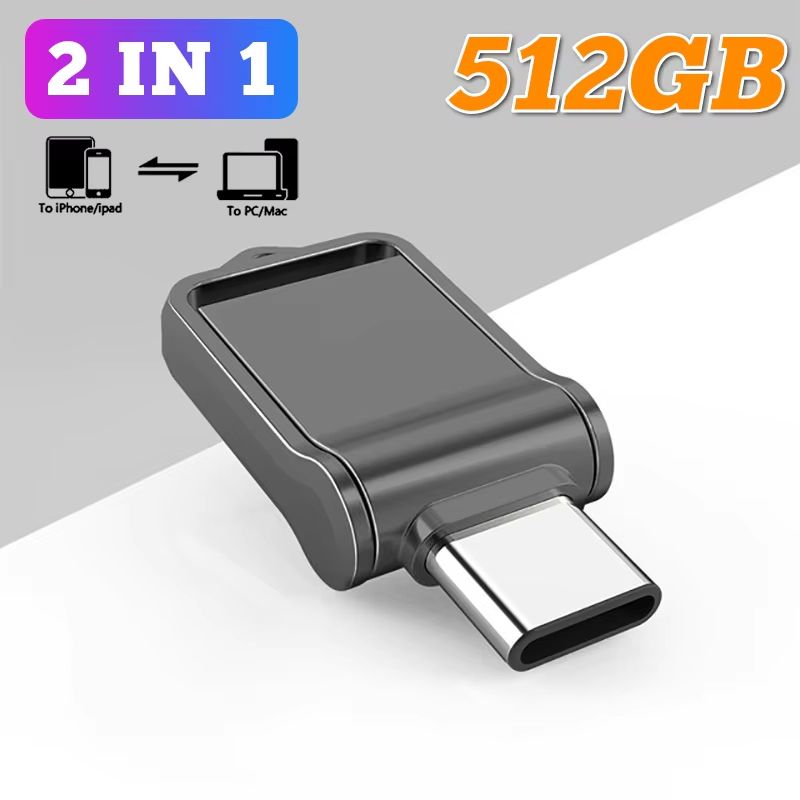 2 IN 1 Metal USB Flash Drive USB 3.0 High Speed Mobile Phone Computer Mutual Transmission U Disk 2TB Large Capacity Pendrive