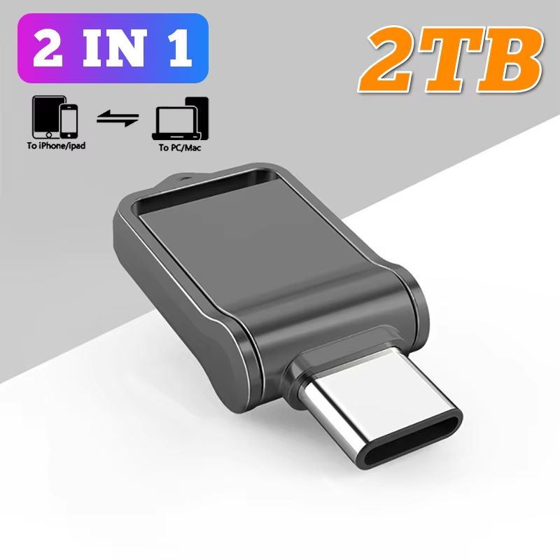 2 IN 1 Metal USB Flash Drive USB 3.0 High Speed Mobile Phone Computer Mutual Transmission U Disk 2TB Large Capacity Pendrive