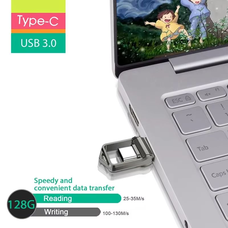2 IN 1 Metal USB Flash Drive USB 3.0 High Speed Mobile Phone Computer Mutual Transmission U Disk 2TB Large Capacity Pendrive