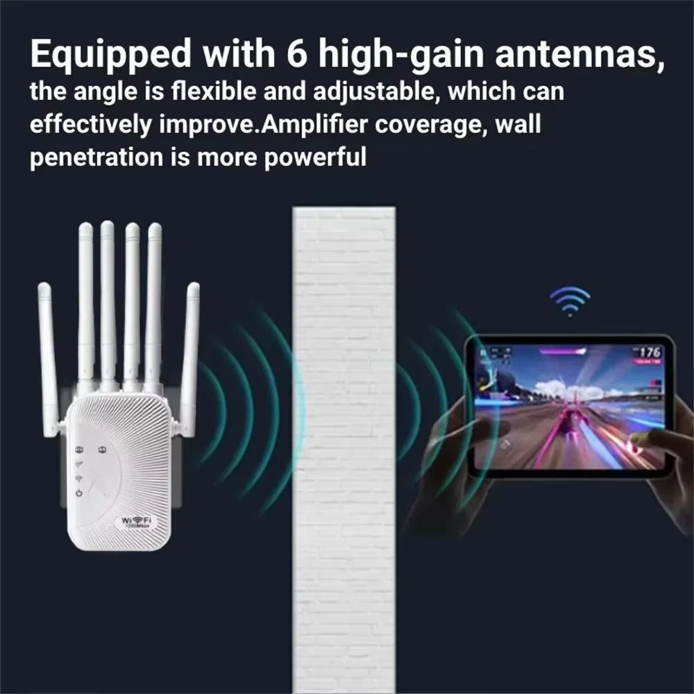 1200Mbps Wifi Repeater Amplifier Dual band 2.4G 5G Network Expander Range Extender WiFi Signal Booster Wireless Wi-Fi Router
