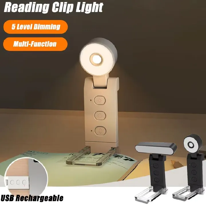 LED Reading Book Lamp Portable Book Clip Night Lights Bedroom Eye Protect Charging Dimmable Clip 360° Flip Led Book Lamps