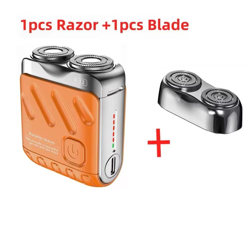 Mini Electric Shaver Dual Head Waterproof Type-C Rechargeable Shaver Travel Rotary Razor Men's Portable Hair Beard Trimmer Tool