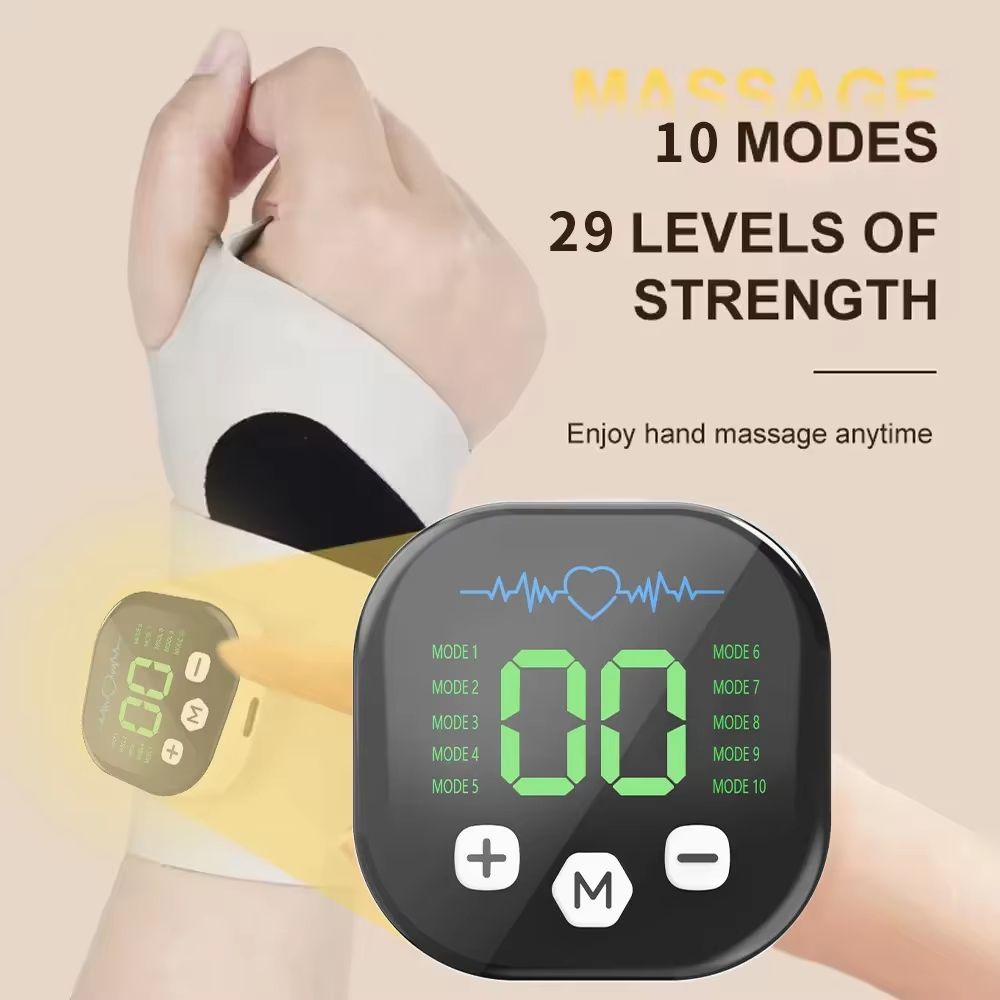 EMS Electric Wrist Hand Massager Usb Rechargeable Vibration Massage Wrist Adjustable Wrist for Carpal Tunnel Fatigue Relief