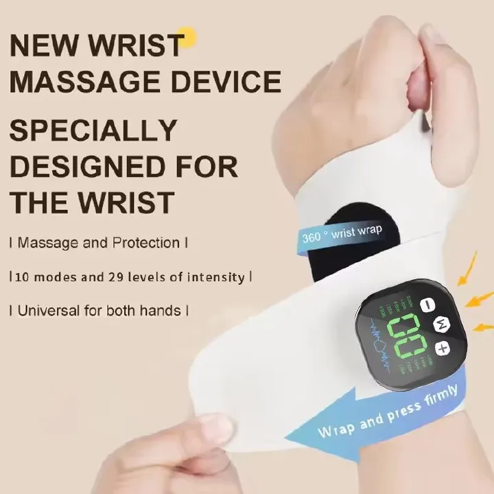 EMS Electric Wrist Hand Massager Usb Rechargeable Vibration Massage Wrist Adjustable Wrist for Carpal Tunnel Fatigue Relief