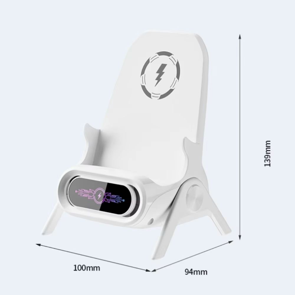 15W Wireless Magnetic Phone Charger with 3 Magnetic Head Intelligent Cooling Chair Shaped Phone Charger Stereo Sound Chamber