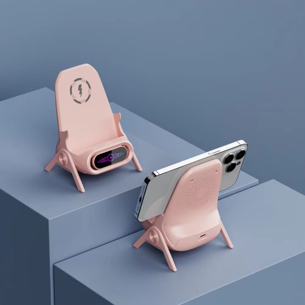 15W Wireless Magnetic Phone Charger with 3 Magnetic Head Intelligent Cooling Chair Shaped Phone Charger Stereo Sound Chamber