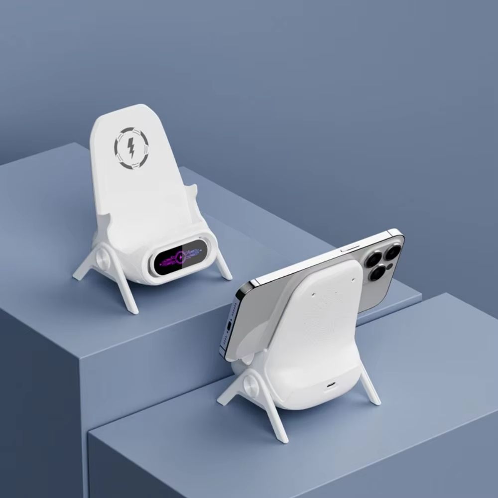 15W Wireless Magnetic Phone Charger with 3 Magnetic Head Intelligent Cooling Chair Shaped Phone Charger Stereo Sound Chamber