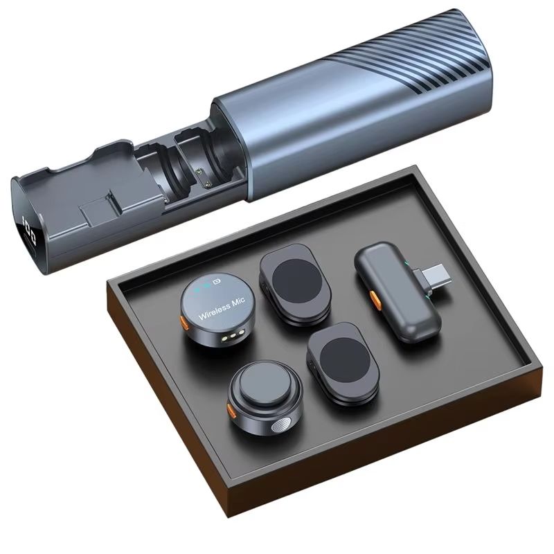 【NEWLY】Noise Cancelling Wireless Lavalier Mic Portable Charging Case LED Display For Interview Vlogging Podcast Recording