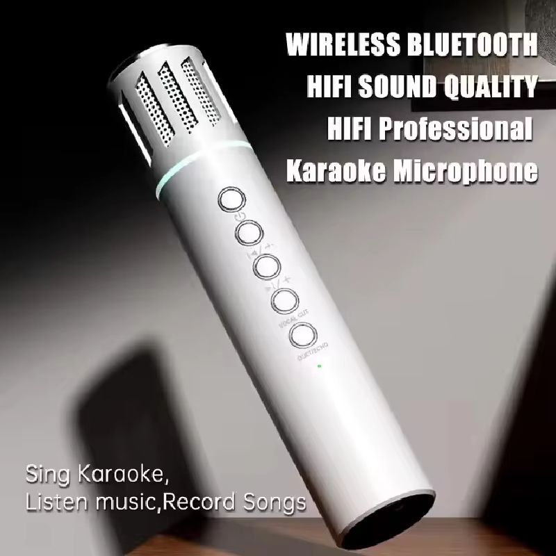 2 in 1 Karaoke Wireless Microphone Handheld Singing Mic With Bluetooth Speakers Portable Condenser for Phone Car Support TF Card