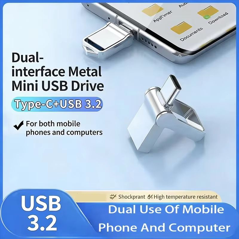 High-Speed USB Flash Drive 2TB Large Capacity Mobile Phone Computer Car Universal Converter Type-C Dual Interface 2026