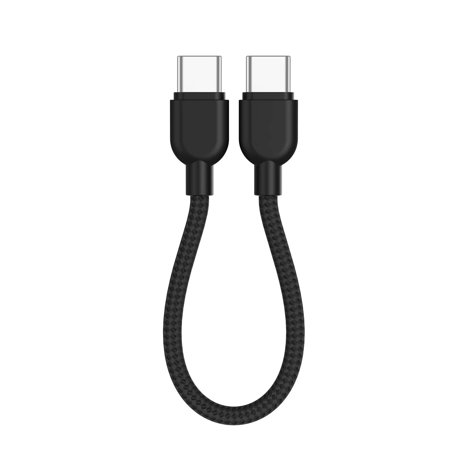Short USB C to USB C Lanyard Cable,Portable Braided Type C Fast Charging Cord for iPhone 15 16 17 Samsung Galaxy A17 Power Bank