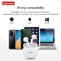 Original Lenovo Thinkplus HT38 TWS Wireless Earphone Bluetooth 5.0 Earpods Sport Headset Waterproof Noise Cancelling Earbuds with Mic for Android iOS - Black / White