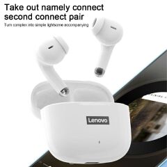 Original Lenovo Thinkplus LP40 Pro TWS Wireless Earphone Bluetooth 5.1 Earpods Sport Headset Waterproof Stereo Bass Earbuds with Mic for Android iOS - Black / White