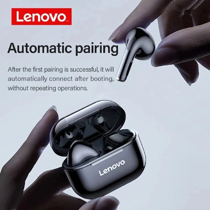 Original Lenovo Thinkplus LP40 TWS Wireless Earphone Bluetooth 5.0 Earpods True Stereo Earbuds Touch Control Bass Gaming Headset with Mic for Android iOS - Black / White
