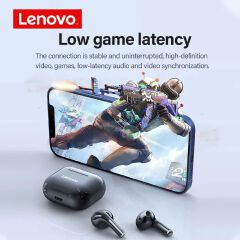 Original Lenovo Thinkplus LP40 TWS Wireless Earphone Bluetooth 5.0 Earpods True Stereo Earbuds Touch Control Bass Gaming Headset with Mic for Android iOS - Black / White