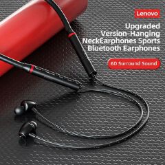 Lenovo Thinkplus HE05 Bluetooth Earphones Neck Hanging Earpods Super Bass Sports Earphone with Mic Wireless Headphone for Android IOS with charging cable Black