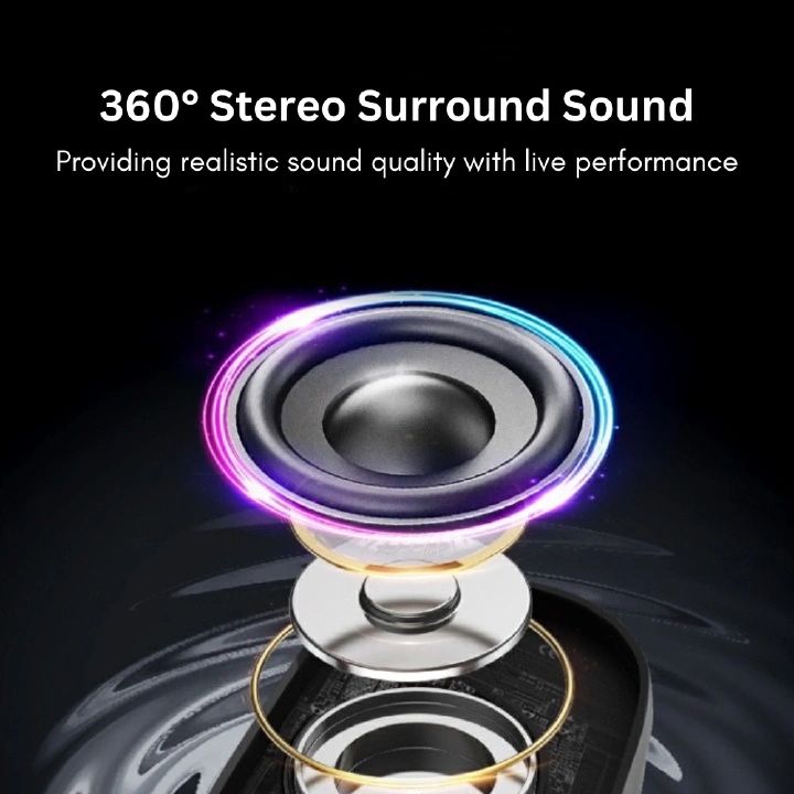 HP S01 Mini Bluetooth Speaker Portable Wireless Rechargeable Speaker with 360° Surround Sound FM Radio Deep Bass for PC Desktop Laptop & Mobile Phones - Black