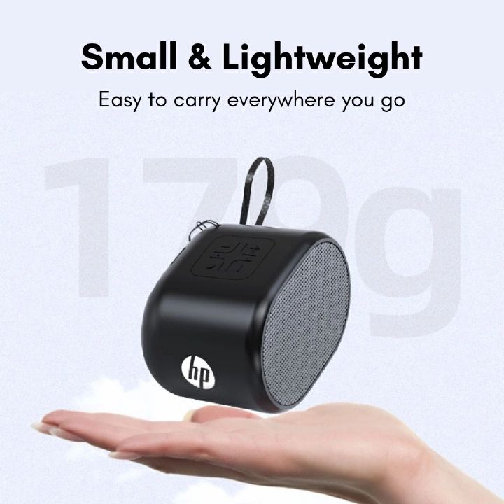 HP S01 Mini Bluetooth Speaker Portable Wireless Rechargeable Speaker with 360° Surround Sound FM Radio Deep Bass for PC Desktop Laptop & Mobile Phones - Black