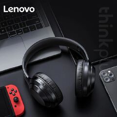 Original Lenovo Thinkplus TH10 Bluetooth Headphones Wireless HIFI Stereo Over-Ear Headset with Mic 3.5mm AUX Foldable Headphone Bluetooth Earpods Sports Earphones for Android iOS & PC - Black / White
