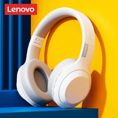 Original Lenovo Thinkplus TH10 Bluetooth Headphones Wireless HIFI Stereo Over-Ear Headset with Mic 3.5mm AUX Foldable Headphone Bluetooth Earpods Sports Earphones for Android iOS & PC - Black / White