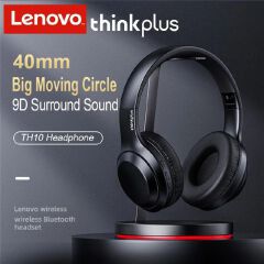 Original Lenovo Thinkplus TH10 Bluetooth Headphones Wireless HIFI Stereo Over-Ear Headset with Mic 3.5mm AUX Foldable Headphone Bluetooth Earpods Sports Earphones for Android iOS & PC - Black / White