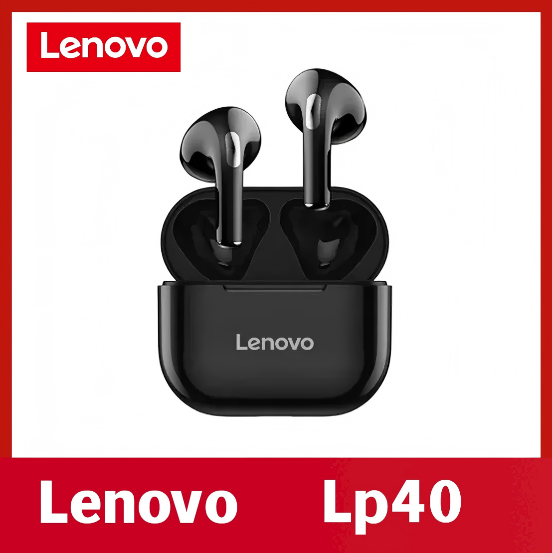 Original Lenovo Thinkplus LP40 TWS Wireless Earphone Bluetooth 5.0 Earpods True Stereo Earbuds Touch Control Bass Gaming Headset with Mic for Android iOS - Black / White